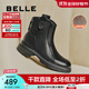 百麗（Belle）舒適瘦瘦休閑靴女2025冬新款商場(chǎng)同款羊皮復古靴B7E1DDD5 黑色-絨里 38 (240mm)