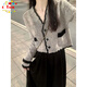 CTOX法式小香風(fēng)短款開(kāi)衫毛衣女2025春秋秋裝新款感針織衫外套上衣百搭 圖片色版 M  建議95-110斤