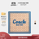 蔻馳（COACH）奧萊女士經(jīng)典標志草書(shū)體COACH文字印花絲巾方巾圍巾禮物 淺卡其色/藍色