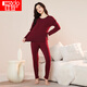 紅豆色紡暖霸加厚圓領(lǐng)舒彈紅豆絨女士保暖內衣套裝