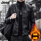 JEEP SPIRIT吉普男士皮衣2025年新款青年秋冬季加絨立領(lǐng)痞帥機車(chē)皮夾克外套男 609黑色加絨夾克 M 推薦【90-110斤】
