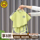 G.duck小黃鴨童裝男童夏季套裝短袖t恤夏裝兒童衣服寶寶夏天男孩體恤 淺綠色套裝 140 (建議125-135cm 7-8周歲）