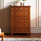 美式全實(shí)木復古六斗柜臥室床尾柜中古風(fēng)五斗柜客廳邊柜抽屜柜子 【暖棕色】實(shí)木六斗柜/85*45*117CM