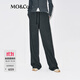 MO&Co.【神褲】休閑褲2025冬新品保溫德絨松緊垂墜長(zhǎng)直筒高腰MBE4PATT01 深花灰色 XS /155