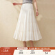 纖莉秀【云絮霧紗】松緊腰A字蓬蓬蛋糕裙半身裙大碼胖mm夏裝新款1502 米白色 5XL