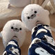 QUEEN TRIP海豹拖鞋冬外穿保暖毛毛鞋可愛(ài)高顏值玩偶鞋女包跟家居室內棉拖鞋 白色海豹拖鞋【包跟款】 36 -40