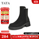 他她（TATA）氣質(zhì)粗跟短靴女靴子休閑通勤時(shí)裝靴冬季新款W5K04DD4 黑色 36