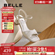 百麗（Belle）氣質(zhì)一字帶涼鞋女商場(chǎng)同款真皮粗跟涼鞋D6L1DBL5 米白 37 (235mm)