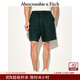 Abercrombie & Fitch男裝25夏季美式復古百搭松緊腰寬松五分褲休閑短褲128-5048 橄欖綠 L (180/86A)