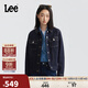 Lee25秋冬新品翻領(lǐng)不易褪色深藍色磨毛女牛仔夾克外套保暖 深藍色 L