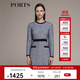 PORTS寶姿女裝秋冬新款撞色立體花紗針織連衣裙LM9K210NZF041 丈青混色 S