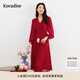 珂萊蒂爾女裝新年紅通勤百搭氣質(zhì)優(yōu)雅百褶中長(cháng)款法式連衣裙 艷紅 L