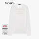 MO&Co.輕薄T恤夏沙爽棉個(gè)性印花寬松長(cháng)袖圓領(lǐng)MBE2TEE028 本白色 S /160