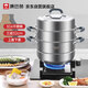 康巴赫（KOBACH）304不銹鋼三層蒸鍋家用防燙蒸籠蒸煮兩用鍋蒸包子32cm
