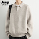JEEP SPIRIT吉普美式高級感毛衣男冬季寬松休閑翻領(lǐng)打底針織衫男 卡其 XL