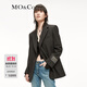 MO&Co.西裝學(xué)院風(fēng)泰迪熊織嘜綿羊毛精紡中性墊肩廓形外套摩安珂 黑色 XS