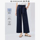 佐丹奴亞麻褲子女新款棉麻文藝風(fēng)綁帶闊腿褲松緊腰九分褲05425322