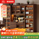 和諧家園 實(shí)木餐邊柜黑胡桃木酒柜客廳多功能展示柜一體靠墻柜子收納儲物 1.6米三門(mén)餐邊柜 【不帶燈】組裝