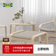 宜家（IKEA）POANG波昂腳凳擱腳凳布藝可拆洗真皮頭層牛皮樺木貼面 淡米色樺木貼面基尼薩腳凳