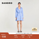 SANDRO春夏女裝法式氣質(zhì)時(shí)尚假兩件藍白條紋襯衫收腰短款連衣裙 D251/藍色 S