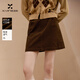 香影美拉德咖色燈芯絨半身裙女2025冬季新款復古高腰a字包臀短裙 咖色 L 165/68A/110-125斤