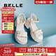 百麗（Belle）厚底增高涼鞋女商場(chǎng)同款真皮質(zhì)感涼鞋D7Z2DBL5 米白 38 (240mm)