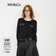 MO&Co.針織衫開(kāi)衫綿羊毛山羊絨全手工珠片疊繡裝飾高智感摩安珂 黑色 S 160
