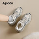 奧古獅登（Agsdon）老爹鞋女冬季新款復古厚底增高運動(dòng)鞋女休閑鞋 RP243368 灰藍 37