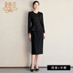 黛維亞高級感西裝時(shí)尚套裝女黑色珠寶店工作服2025春季新款兩件套裙正裝 黑色西裝+裙子 L