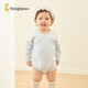 童泰嬰兒連體衣新生兒衣服包屁衣春秋純棉寶寶長(cháng)袖爬服2件裝藍色 59cm