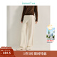 茵曼（INMAN）【商場(chǎng)同款】休閑燈芯絨直筒褲2024冬季女裝新款高腰寬松長(cháng)褲 淡香杏 L