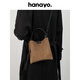 hanayo品牌新款斜挎包包女包磨砂復古小水桶包精致百搭洋氣潮單肩包手提 焦糖棕