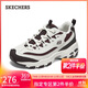 斯凱奇（Skechers）黑白金加絨老爹鞋女厚底增高百搭熊貓鞋舒適保暖休閑運動(dòng)鞋896268