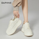 達芙妮（DAPHNE）厚底小白鞋女款2025新款春夏季女鞋百搭松糕鞋學(xué)生運動(dòng)板鞋女 杏色 跟高6.8CM 36 標準碼