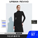 UR2025冬季新款女簡(jiǎn)約氣質(zhì)日常通勤褶皺收腰連衣裙UWM750110 正黑 M