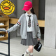 G.duck女童學(xué)院風(fēng)jk裙套裝秋季2026新款中大兒童開(kāi)衫百褶裙三件套時(shí)尚潮 三件套【開(kāi)衫+領(lǐng)帶襯衫+百褶裙】 150 cm