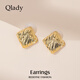 Qlady褶皺方形金色耳飾耳夾女無(wú)耳洞耳環(huán)2026新年高級感女生生日禮物