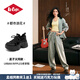 Lee Cooper【孟子義同款】厚底老爹鞋7CM增高黑色運動(dòng)休閑鞋 黑色單層 36