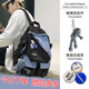 酷咖書(shū)包男初高中大學(xué)生雙肩背包潮流休閑帆布大容量電腦包 藍色（帶灰蛙掛件/帶3枚徽章）