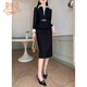 黛維亞職業(yè)裝女裝套裝高端時(shí)尚酒店前臺工作服美容院珠寶店工裝連衣裙 黑色【連衣裙】 M