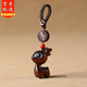靜元閣一路平安桃木紫檀木小鹿汽車(chē)鑰匙扣掛件可愛(ài)男女情侶手機鏈掛飾 一鹿【平安】紫檀木-鑰匙扣款
