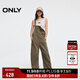 ONLY2025秋季新款復古寬松高腰直筒長(cháng)褲牛仔背帶褲牛仔褲女|12517M001 E06蘆薈綠色 L L標準褲長(cháng)