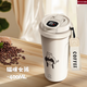 日本進(jìn)口全自動(dòng)攪拌杯智能顯溫沖泡豆漿吸管杯子電動(dòng)咖啡杯充電款 【普通款】小貓女孩 400ml 贈送手提袋【一蓋雙飲+智能顯溫】