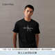 Calvin KleinJeans夏季男女情侶潮流多色休閑通勤ck印花純棉短袖針織T恤上衣 UB1-太空黑 L