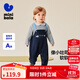 minibala巴拉嬰幼兒連體衣條紋背帶假兩件可外穿寶寶衣服新款2025秋新款 藍色調00488 90cm