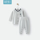 湯尼倍兒【牛奶棉】嬰兒保暖套裝分體內衣服馬年寶寶打底秋衣秋褲 灰色 73 cm