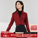 尚都比拉冬季優(yōu)雅氣質(zhì)假兩件半高領(lǐng)正肩套頭職場(chǎng)OL風(fēng)襯衫 紅配黑 L 