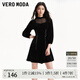 VEROMODA連衣裙季優(yōu)雅氣質(zhì)絲絨拼接七分袖短裙女3161017 S59黑色 165/84A/M
