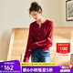 Olrain歐芮兒紅色毛衣開(kāi)衫女裝秋季高級感圓領(lǐng)親膚絨顯瘦針織衫女 酒紅色 M