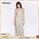 Fabrique【郁花園】小飛袖印花連衣裙女夏季新款 草綠 M